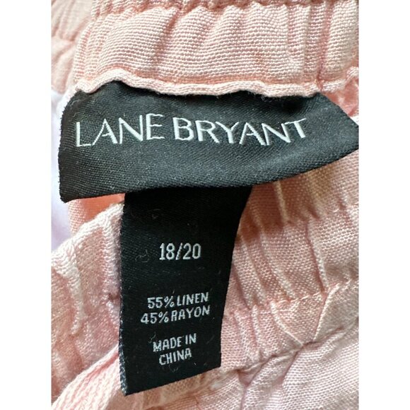 Linen Blend Elastic Waist Ruffled Hem Pink Shorts Back Pockets Size 18/20 - Picture 8 of 10